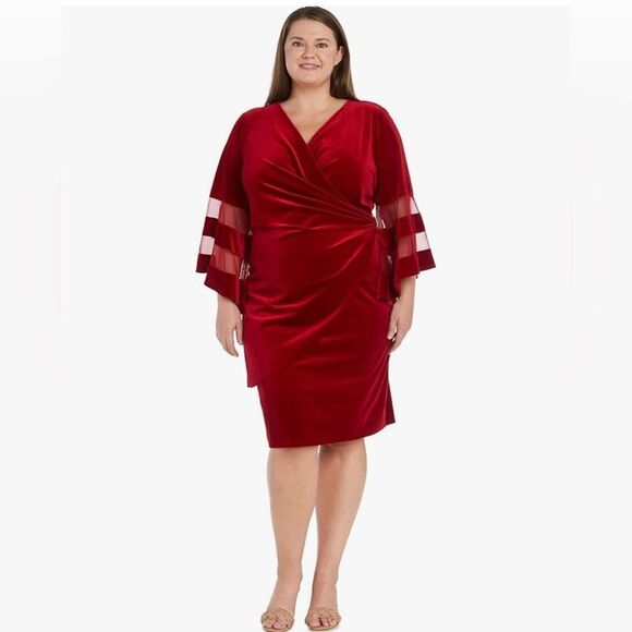 R & M Richards Dresses & Skirts - Brand New R&M Richard’s Faux Velvet Mother of the Bride Cocktail Red Dress 18W
